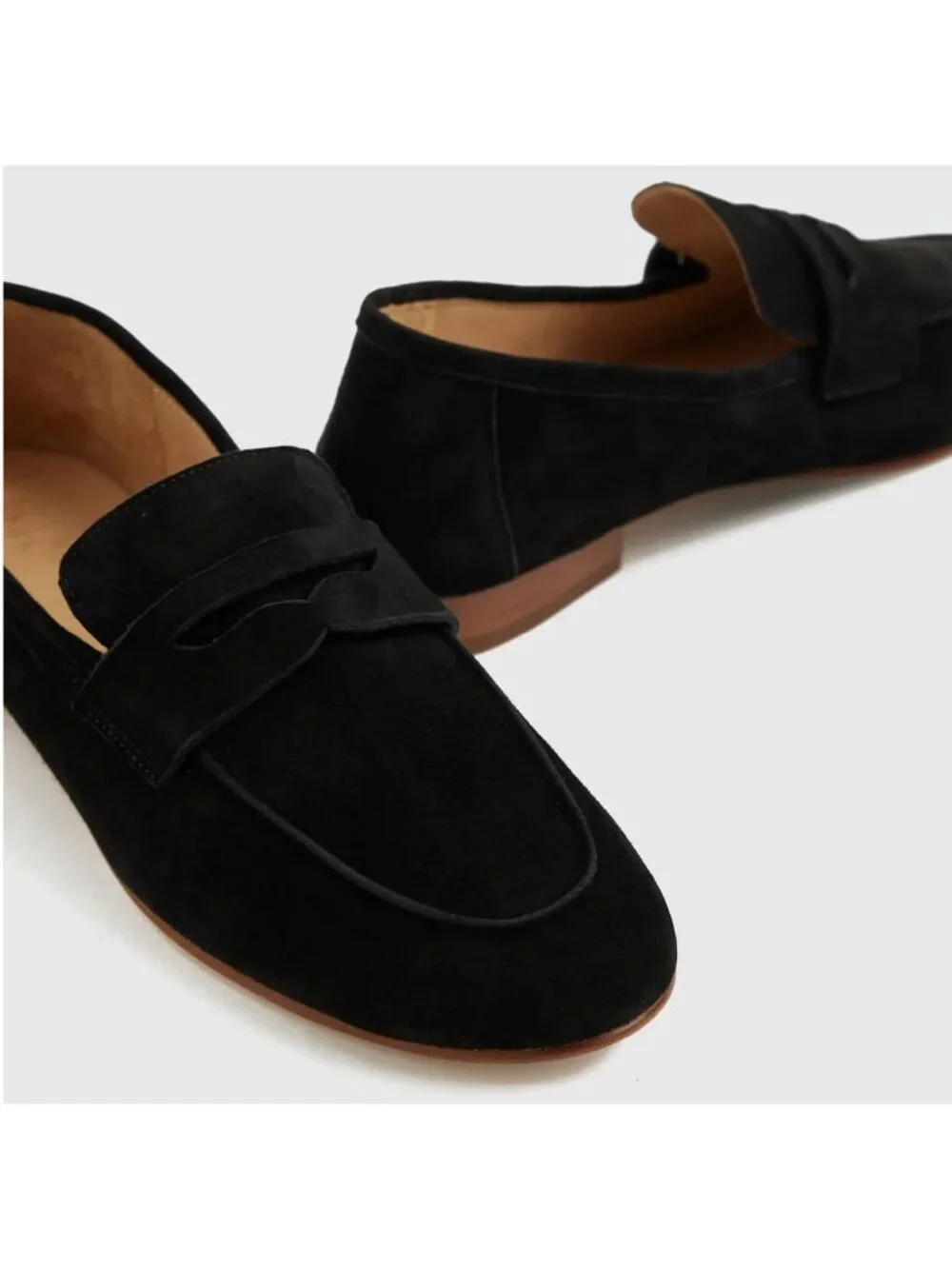 Italian Suede Penny Loafers Black Size 8 By Quince With Box